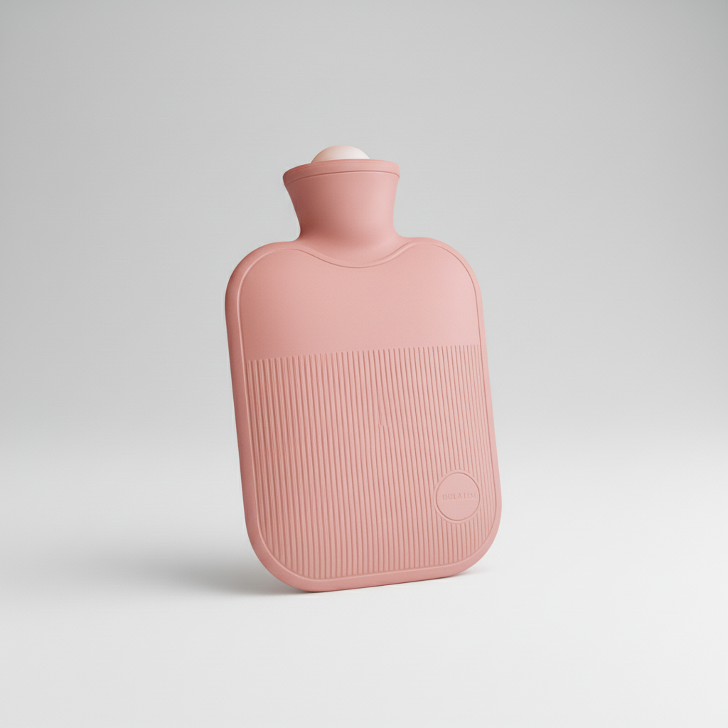 Large hot water bottle with soft surface and leak proof design for warmth