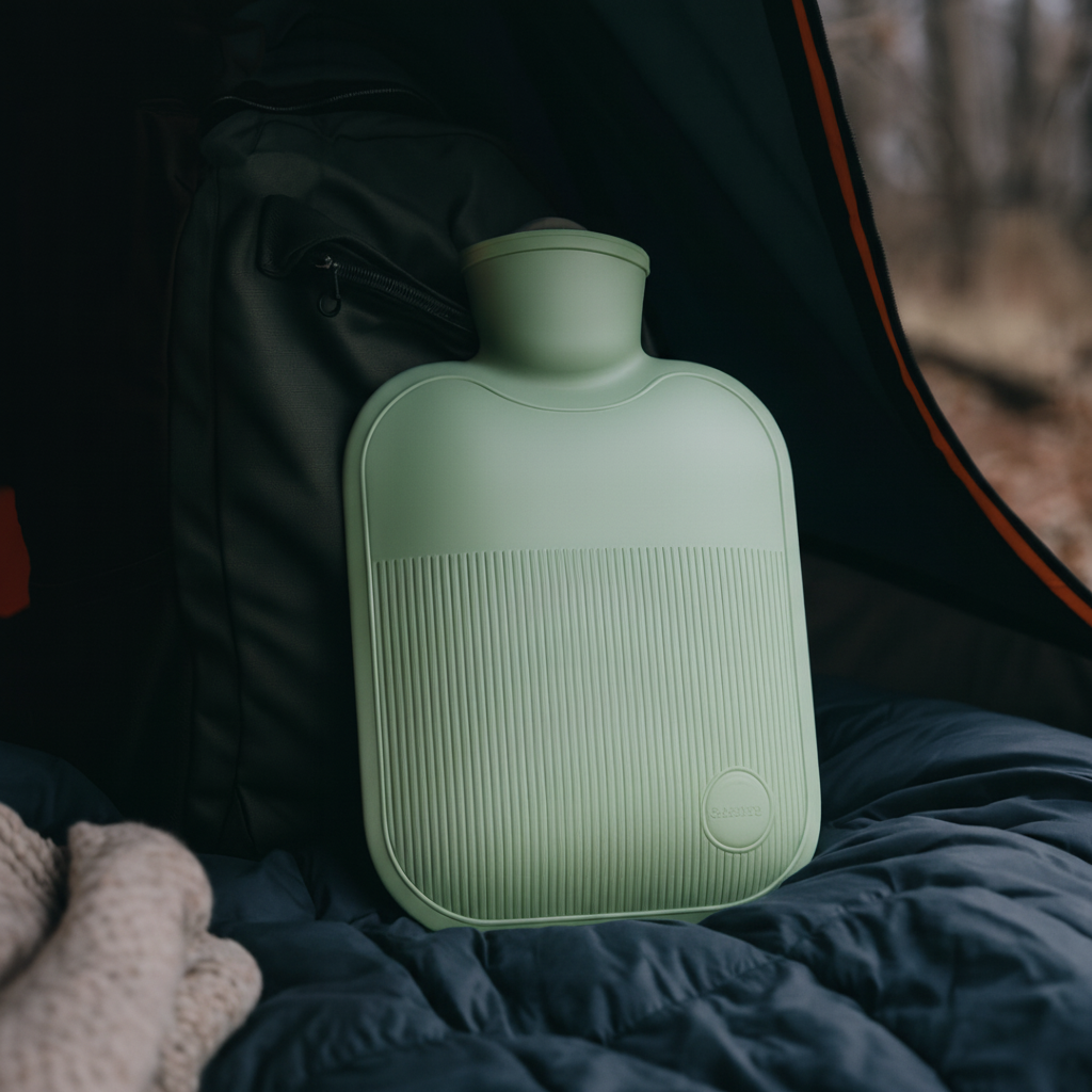 Large hot water bottle with soft surface and leak proof design for warmth
