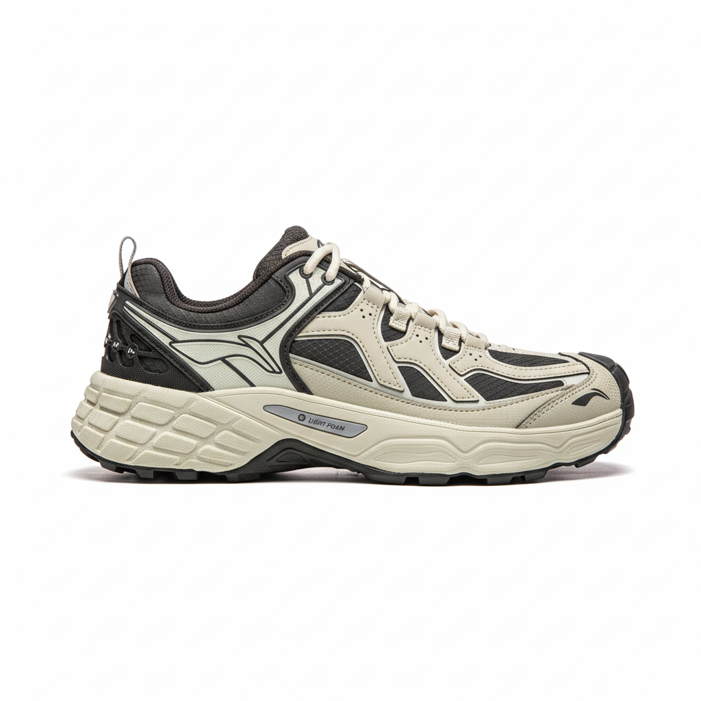 Lightweight foam hiking shoe with breathable polyester upper and durable rubber outsole