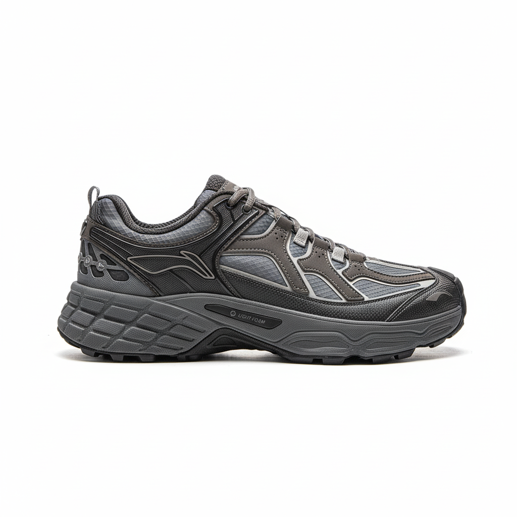 Lightweight foam hiking shoe with breathable polyester upper and durable rubber outsole