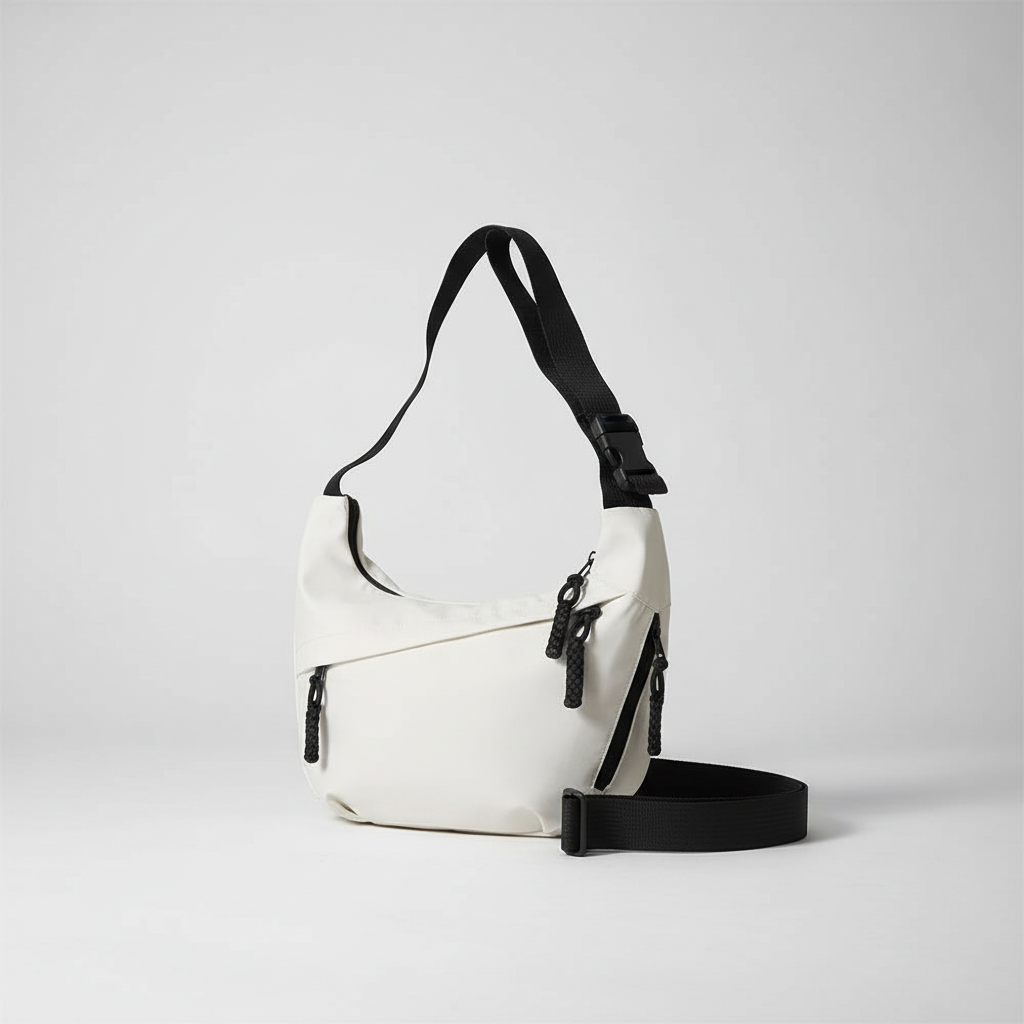 Compact crossbody sling bag with adjustable strap and organized pockets