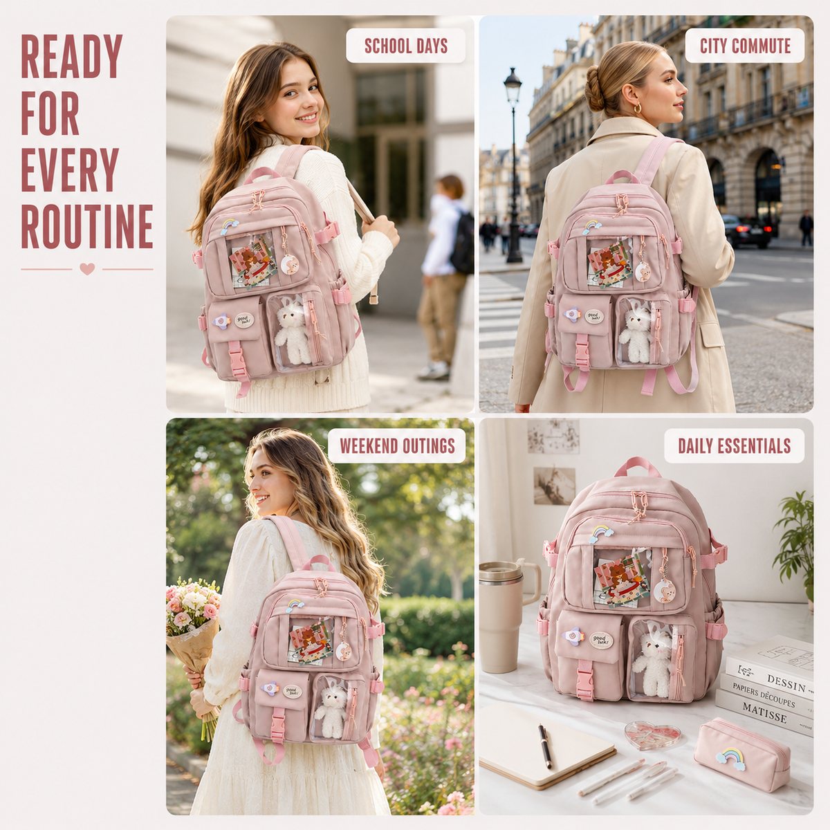 Celrien | Lilacory Preppy-Style Student Backpack