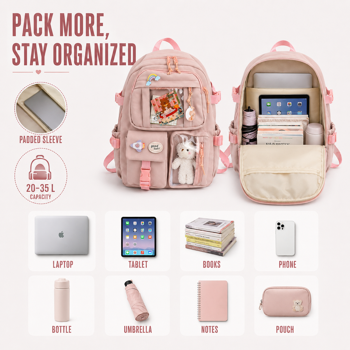 Celrien | Lilacory Preppy-Style Student Backpack