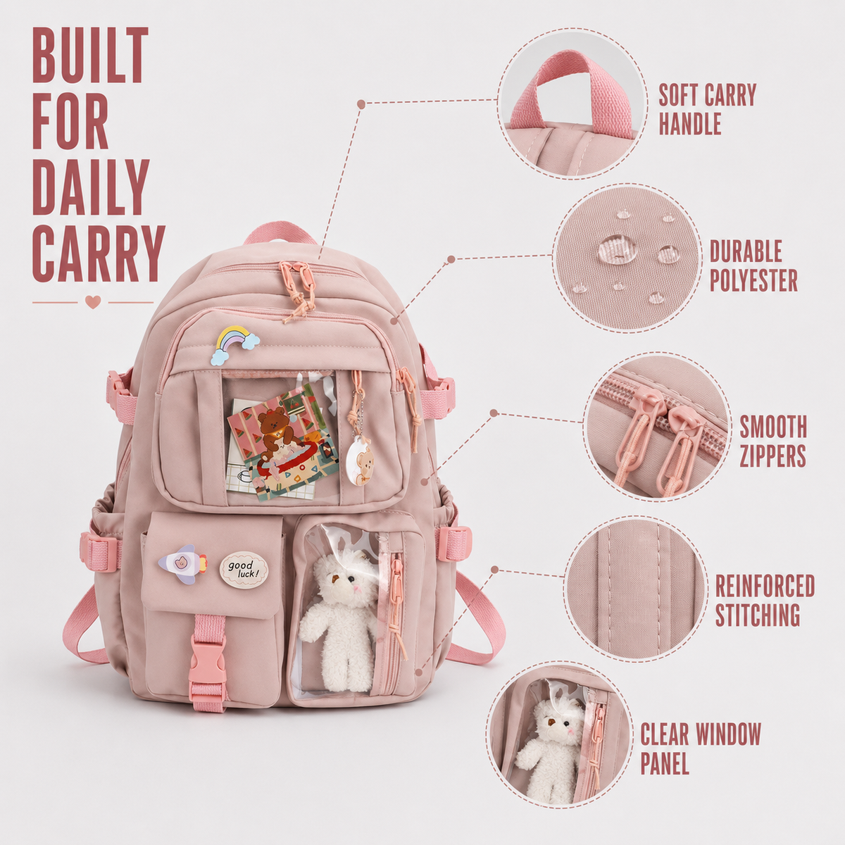 Celrien | Lilacory Preppy-Style Student Backpack