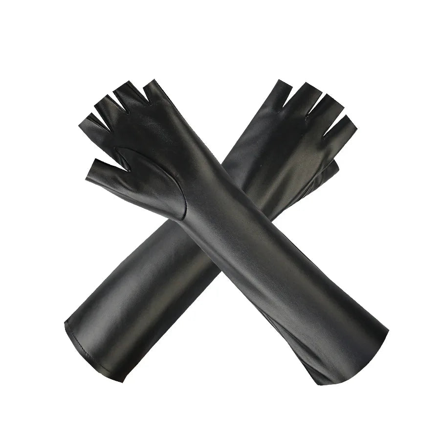 Long fingerless winter gloves with fleece lining and windproof exterior