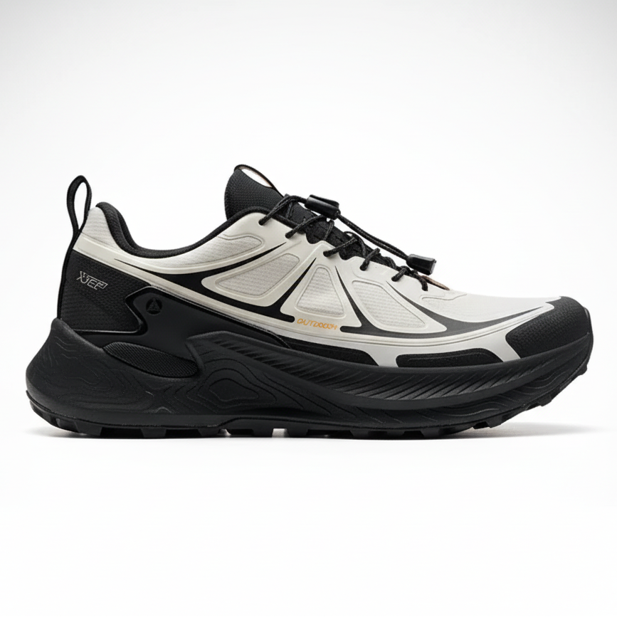 Lightweight hiking shoes with aggressive rubber lug outsole
