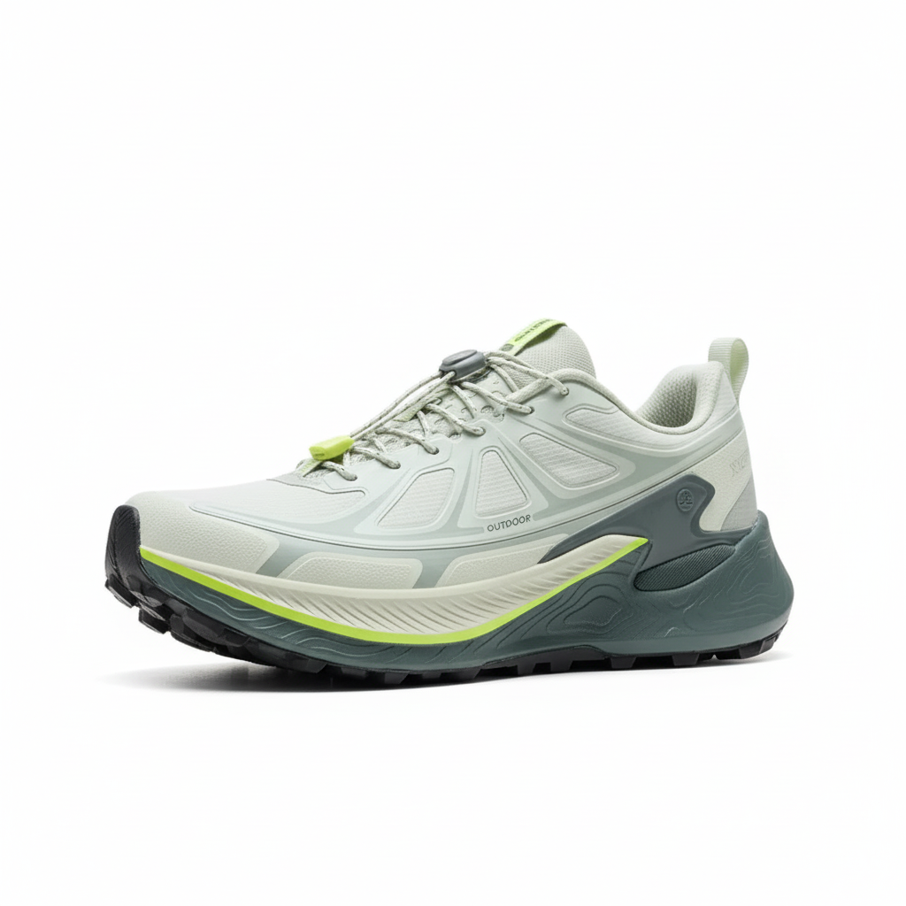 Lightweight hiking shoes with aggressive rubber lug outsole