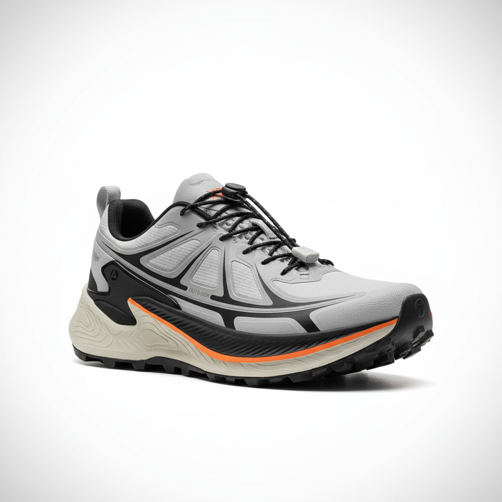 Lightweight hiking shoes with aggressive rubber lug outsole