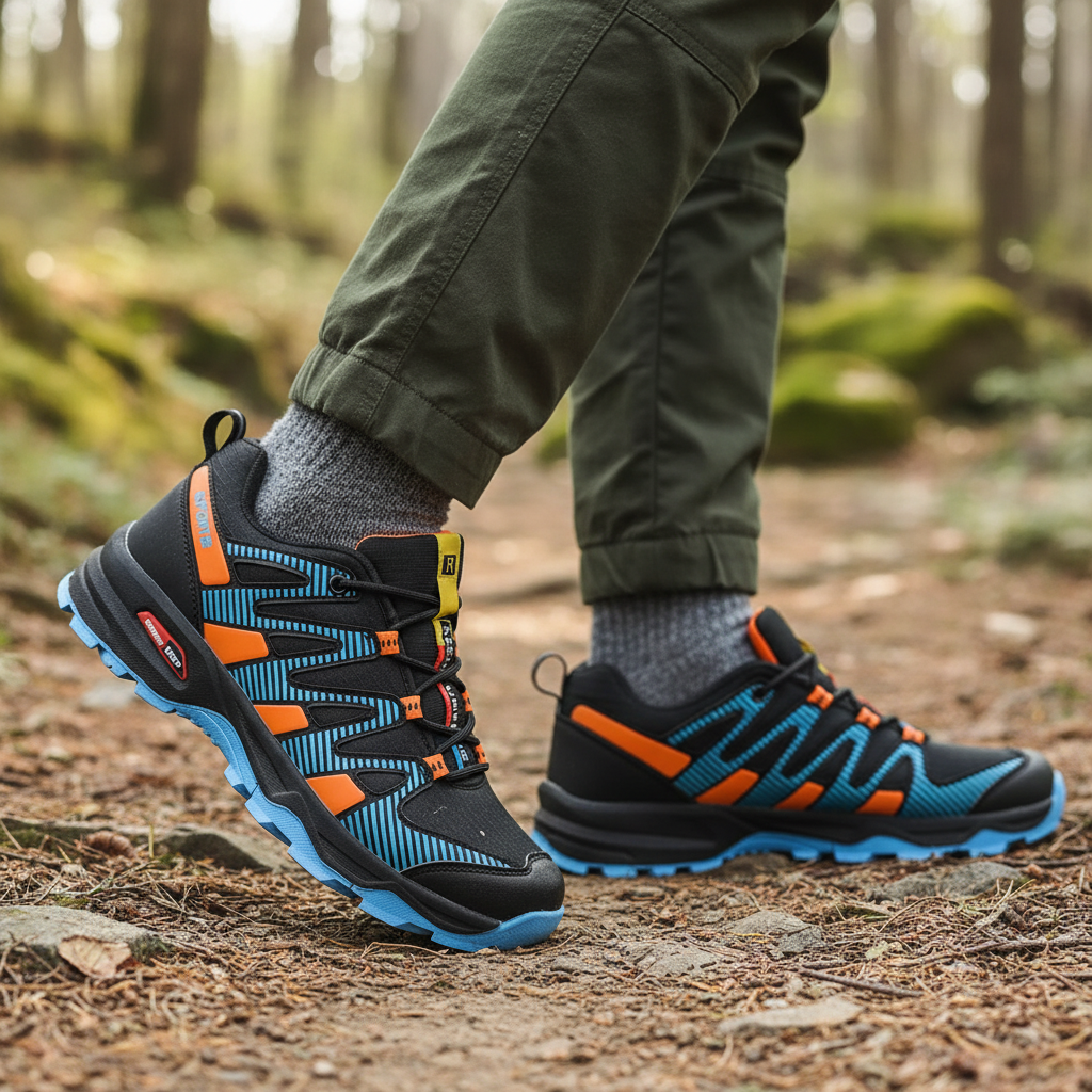 Low-cut hiking sneakers with breathable mesh upper and grippy rubber outsole