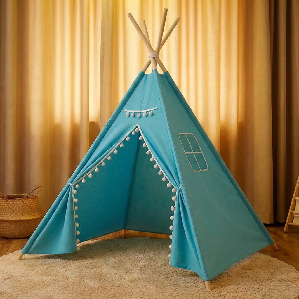 Kids indoor play tent teepee with padded floor mat