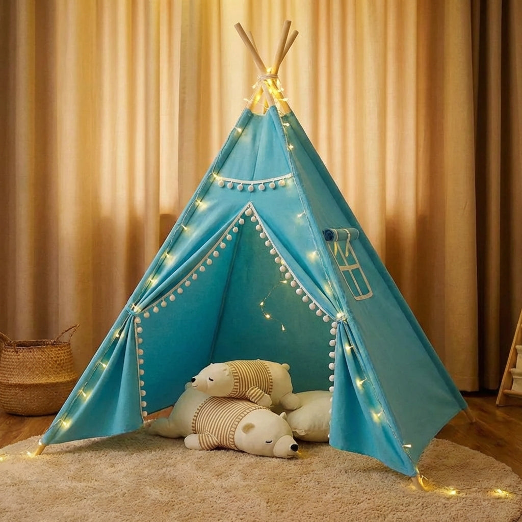 Kids indoor play tent teepee with padded floor mat