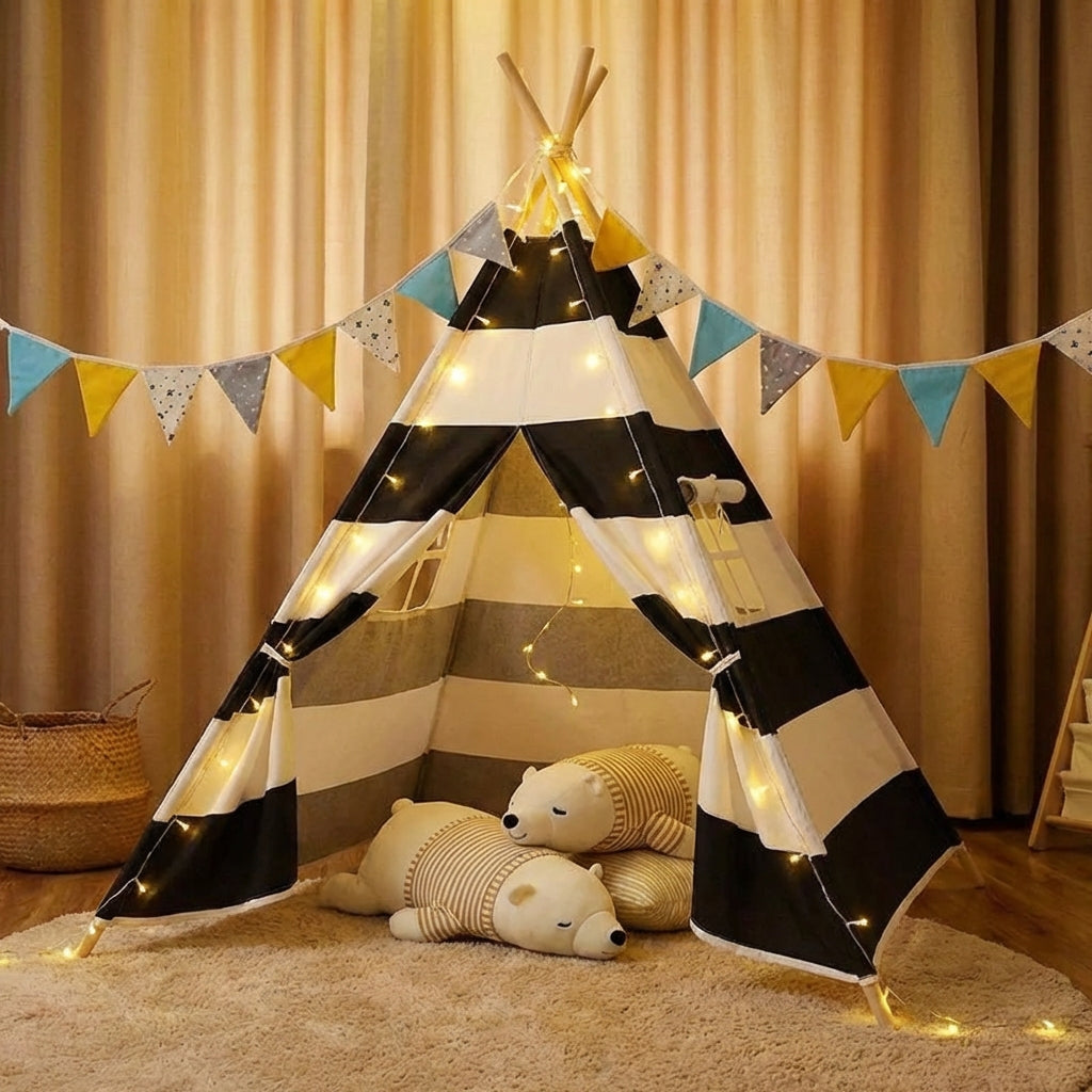 Kids indoor play tent teepee with padded floor mat