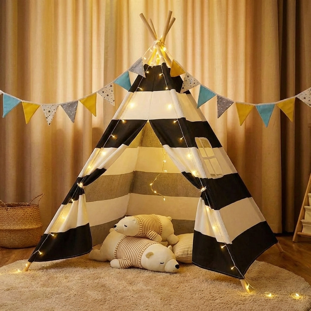 Kids indoor play tent teepee with padded floor mat