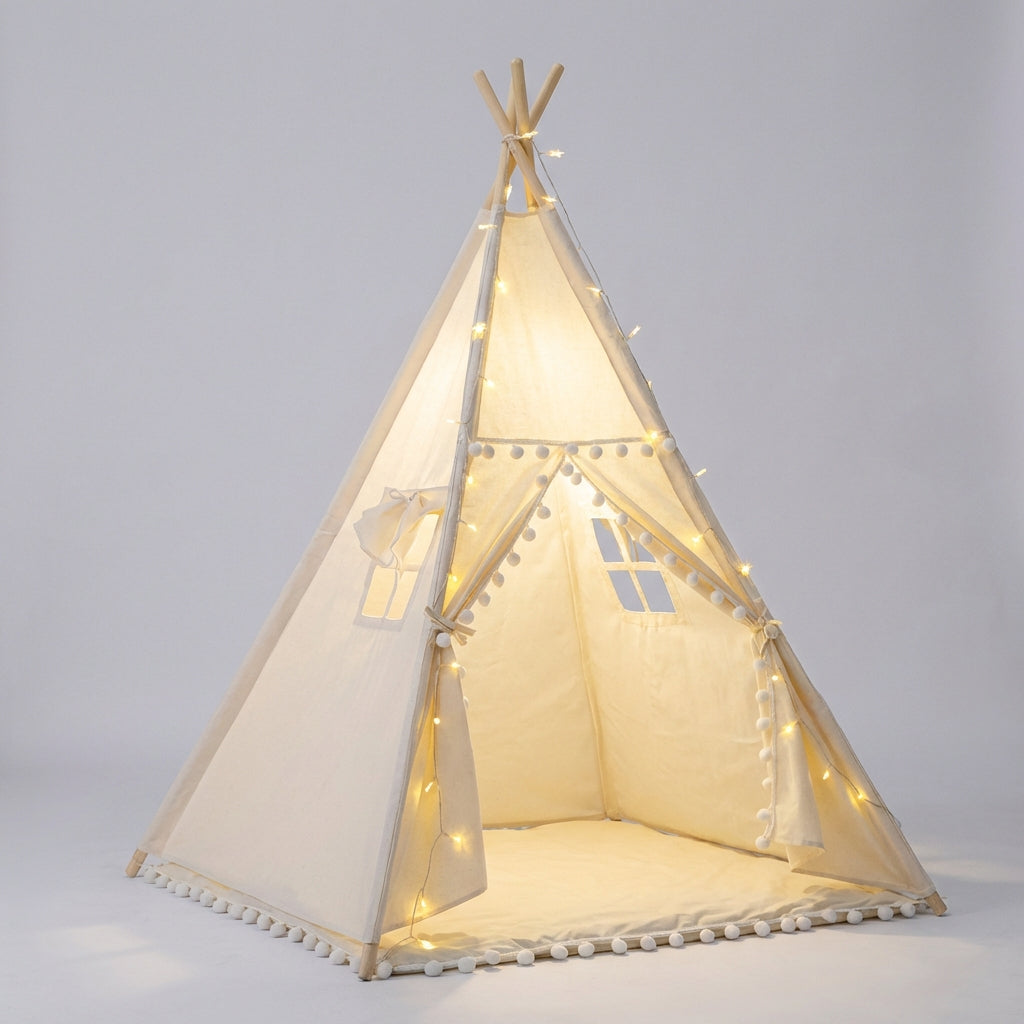 Kids indoor play tent teepee with padded floor mat