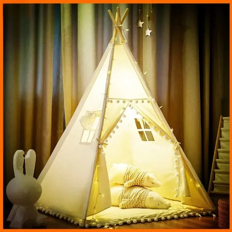 Kids indoor play tent teepee with padded floor mat
