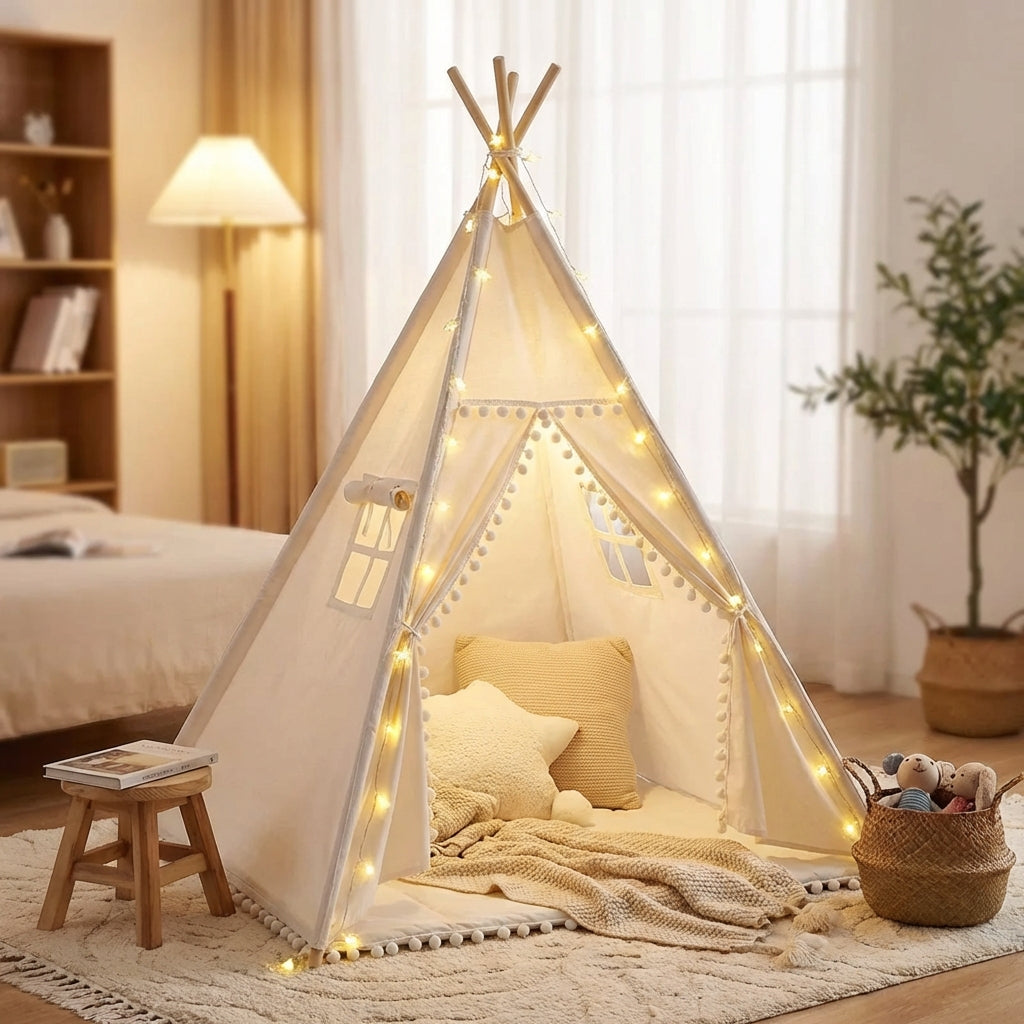 Kids indoor play tent teepee with padded floor mat