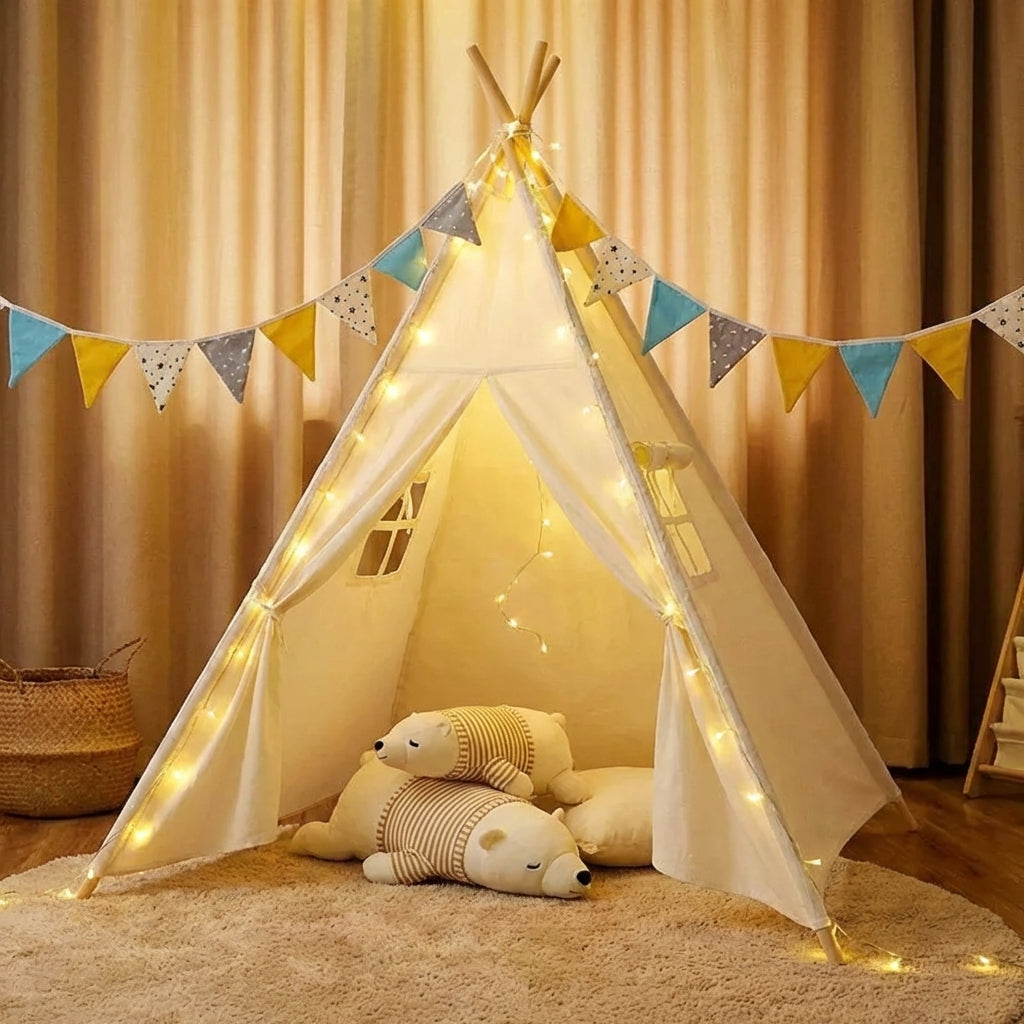 Kids indoor play tent teepee with padded floor mat