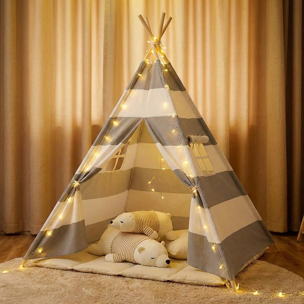 Kids indoor play tent teepee with padded floor mat