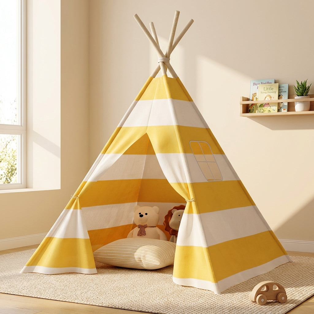 Kids indoor play tent teepee with padded floor mat