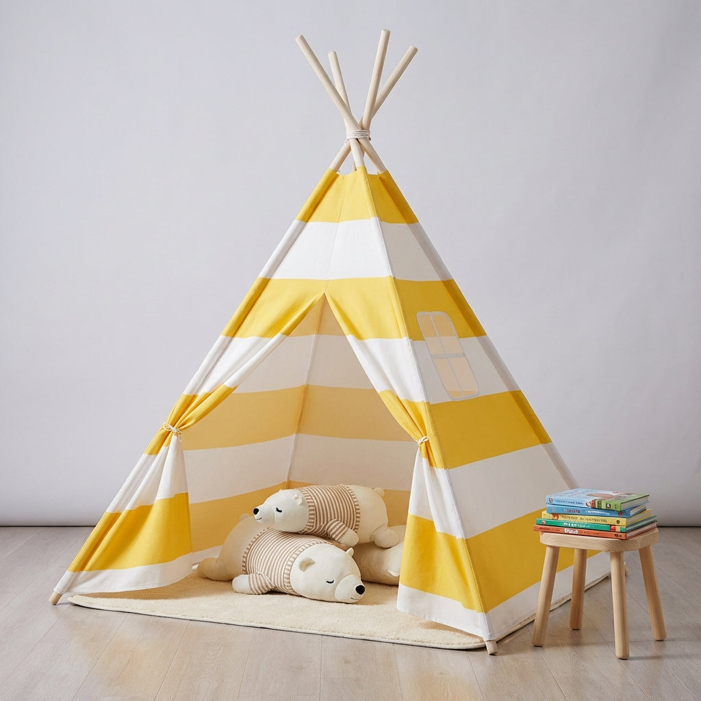 Kids indoor play tent teepee with padded floor mat