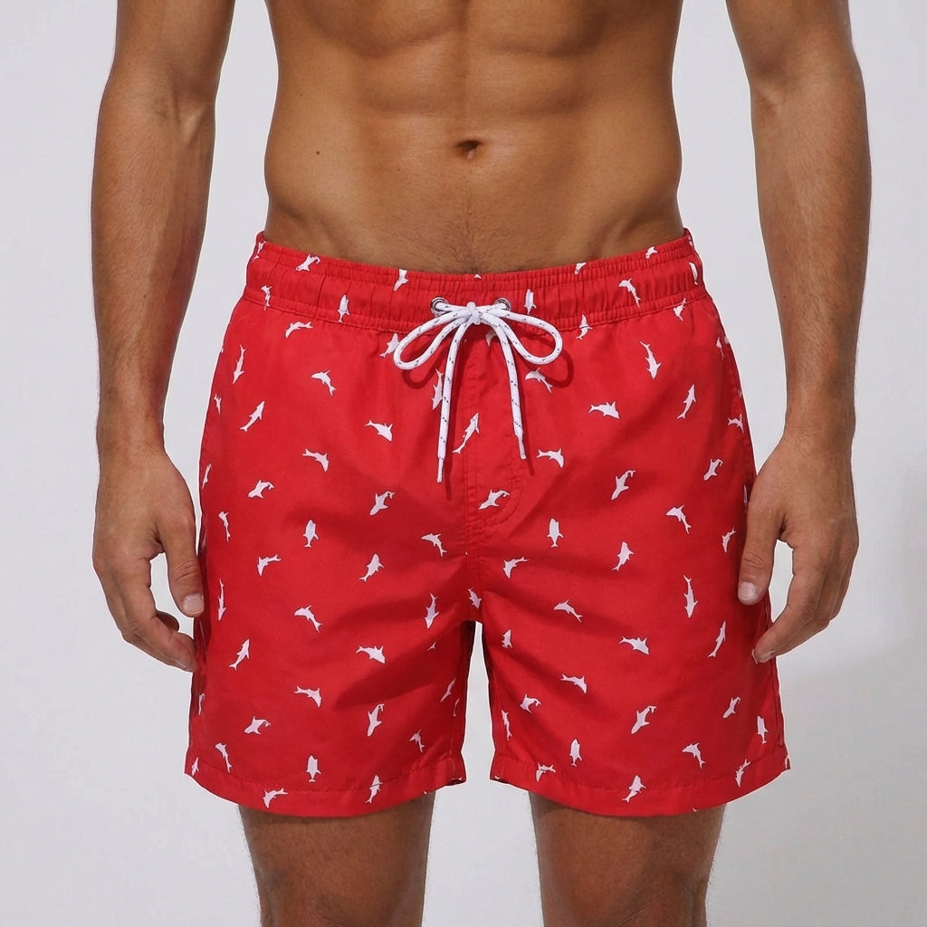Men's quick-drying board shorts with breathable fabric and adjustable waistband