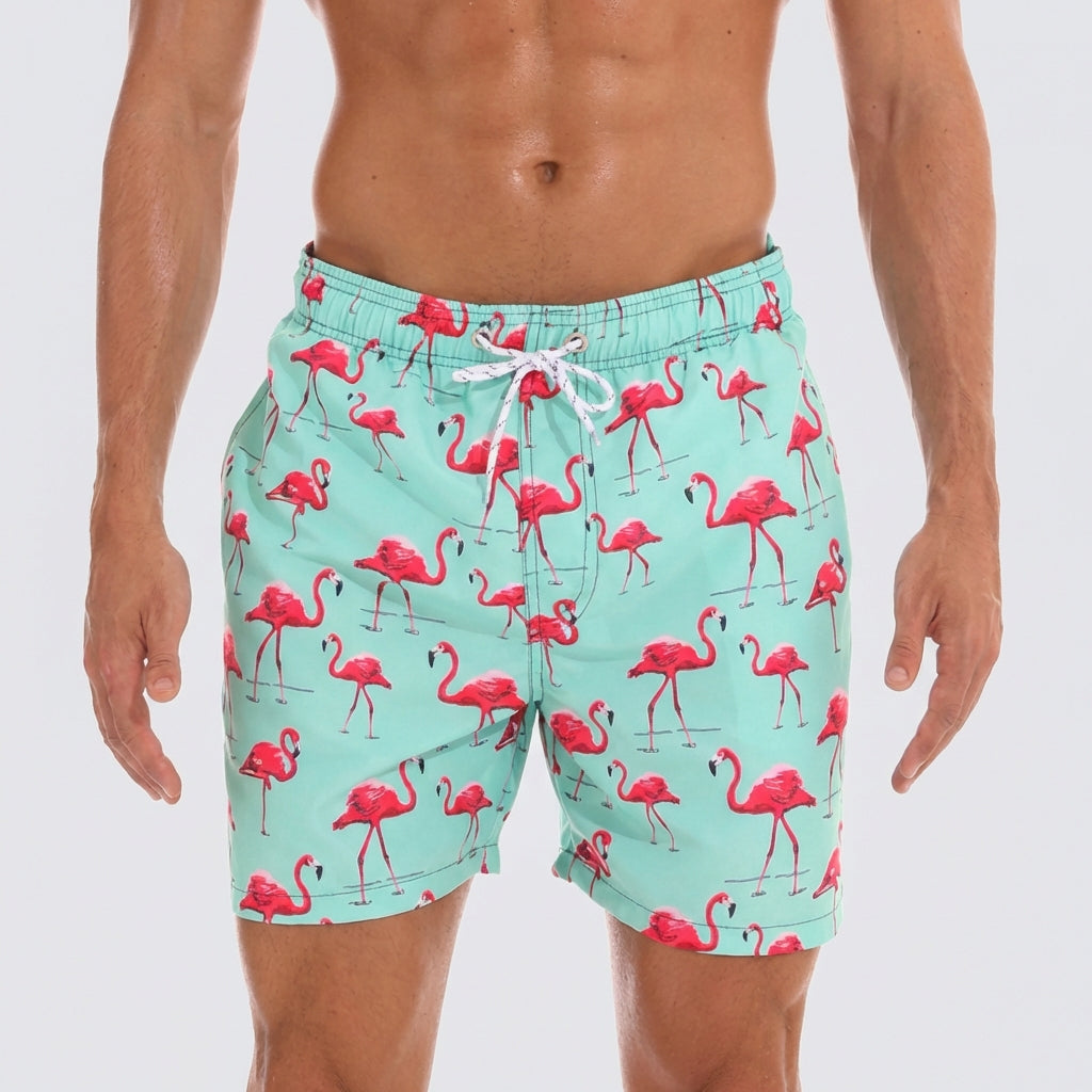 Men's quick-drying board shorts with breathable fabric and adjustable waistband