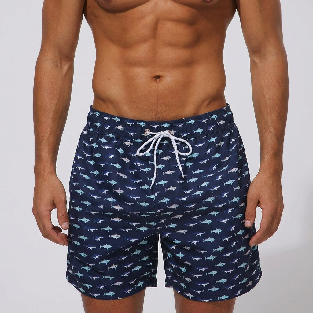 Men's quick-drying board shorts with breathable fabric and adjustable waistband