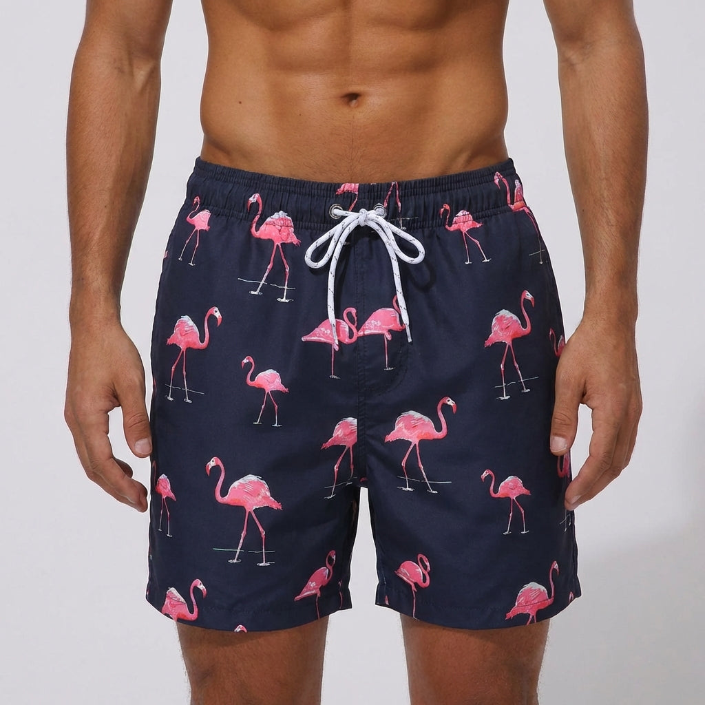 Men's quick-drying board shorts with breathable fabric and adjustable waistband
