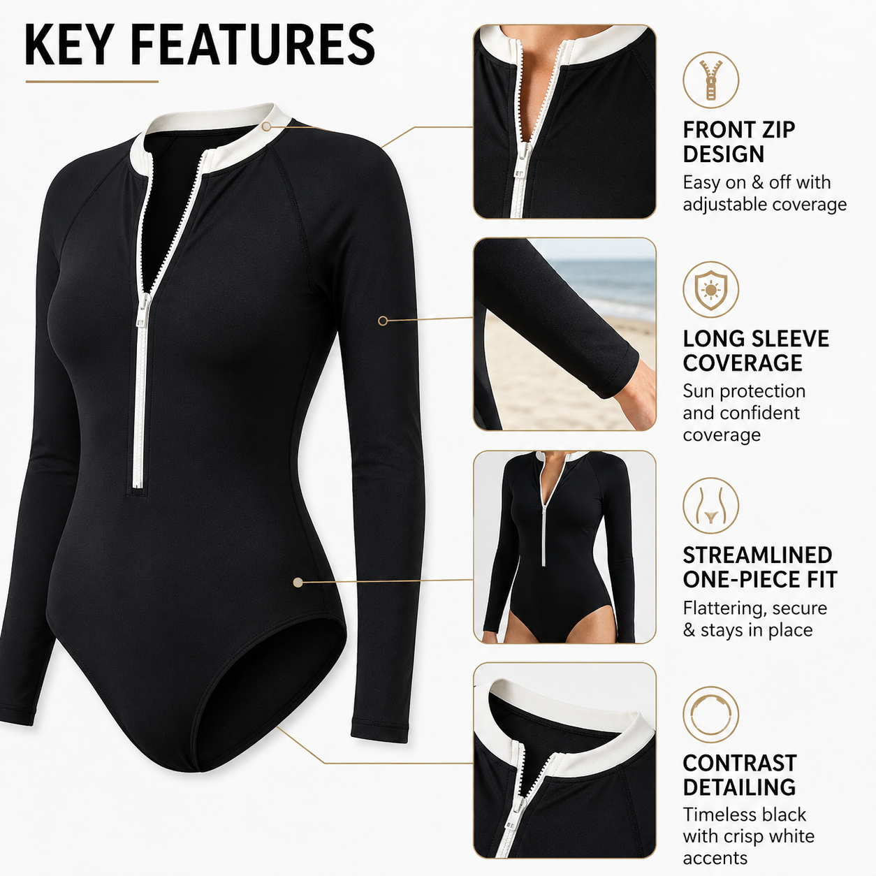 Celrien | Marivex Long Sleeve One Piece Swimsuit