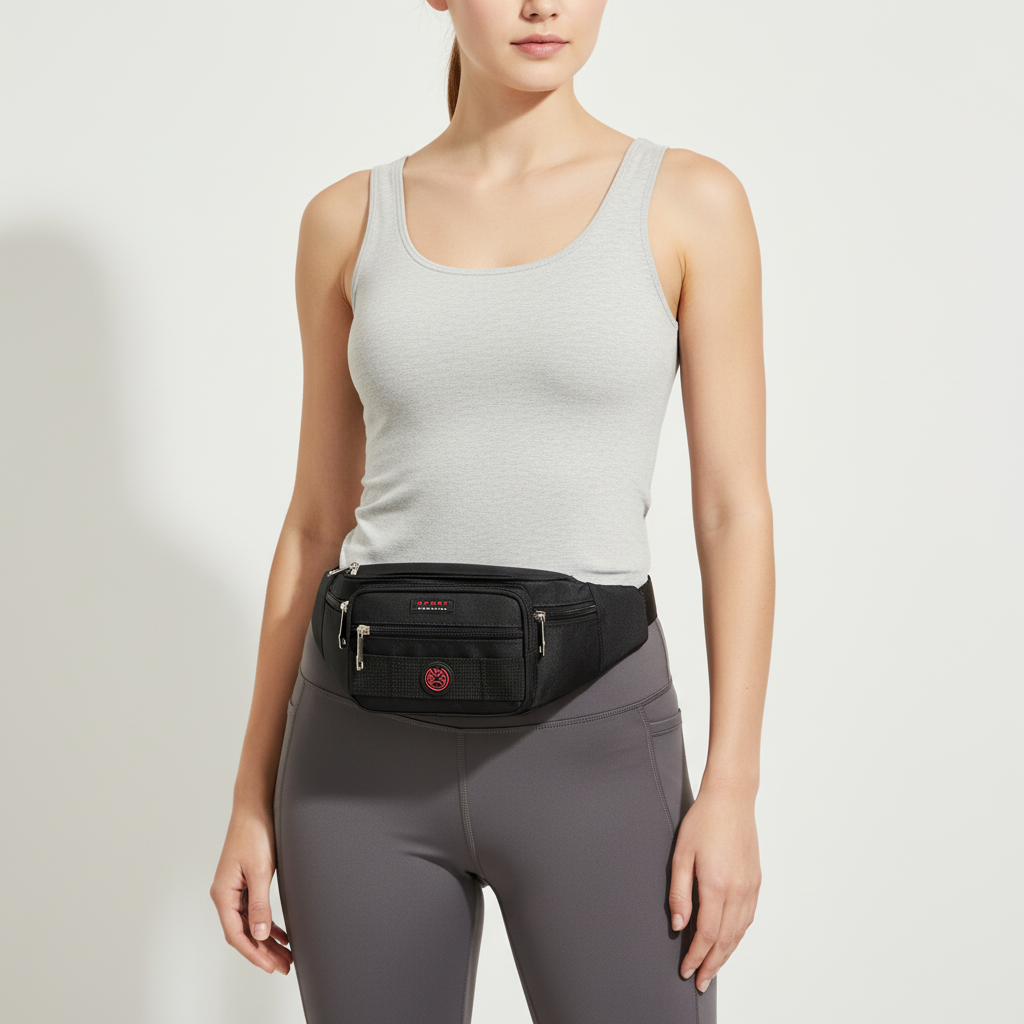 Crossbody sling waist pack with water-resistant oxford fabric and adjustable strap