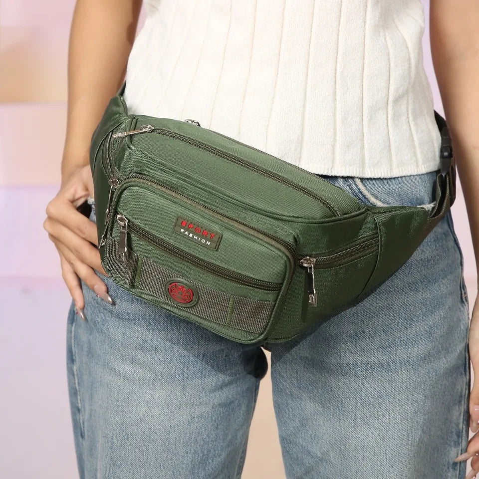 Crossbody sling waist pack with water-resistant oxford fabric and adjustable strap
