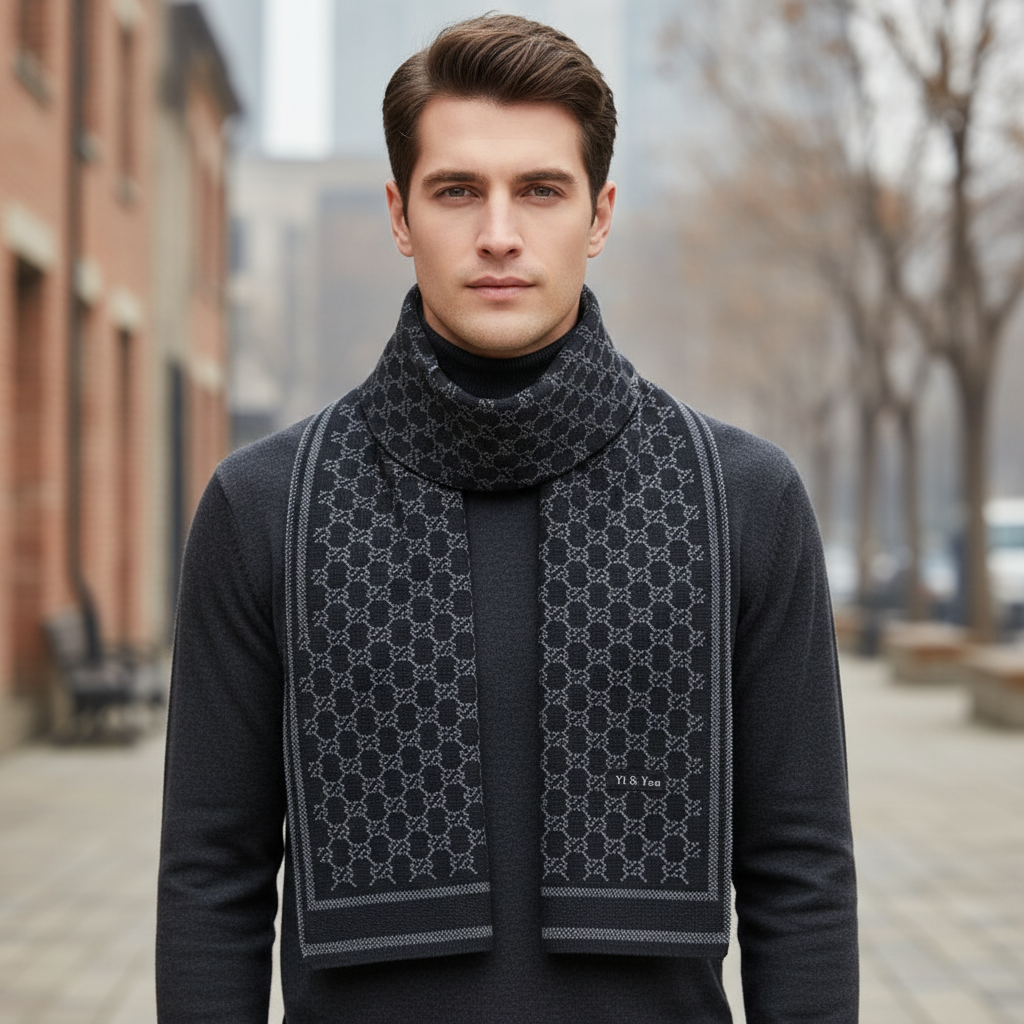 Woven jacquard scarves with double-sided pattern and windproof design