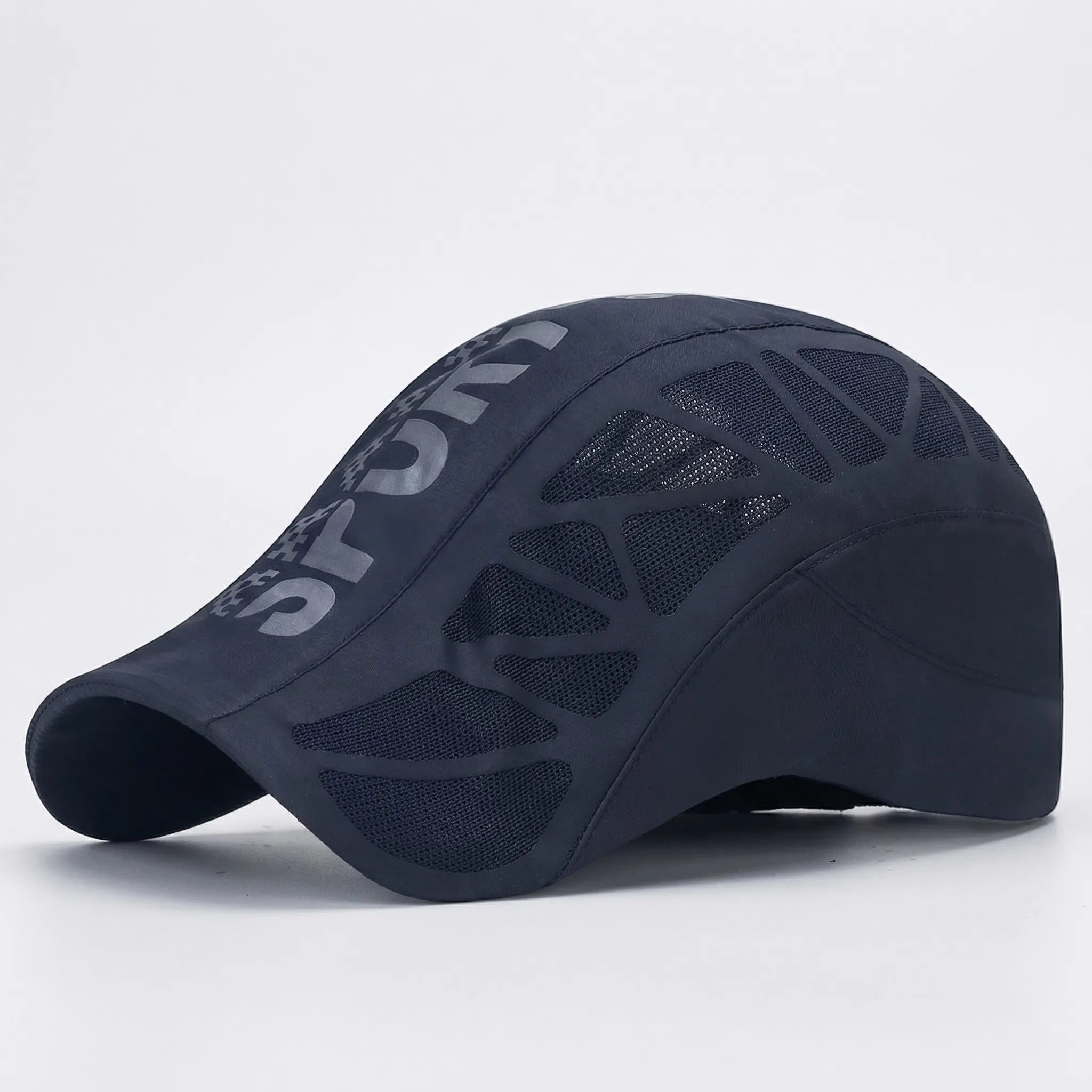 Men's breathable mesh sports cap with ventilation panels and sun bill