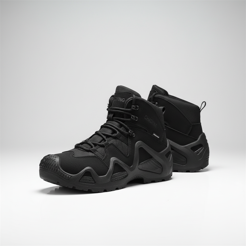 Waterproof tactical mid-ankle boot with breathable mesh lining