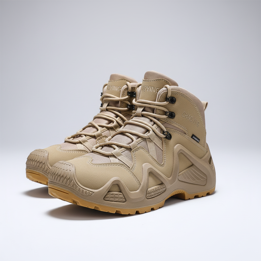 Waterproof tactical mid-ankle boot with breathable mesh lining
