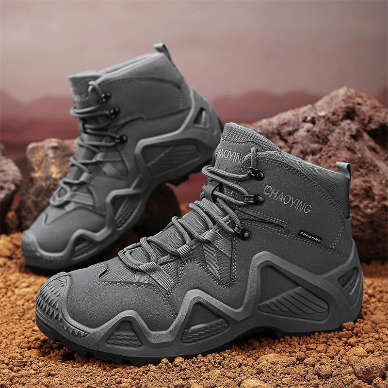 Waterproof tactical mid-ankle boot with breathable mesh lining