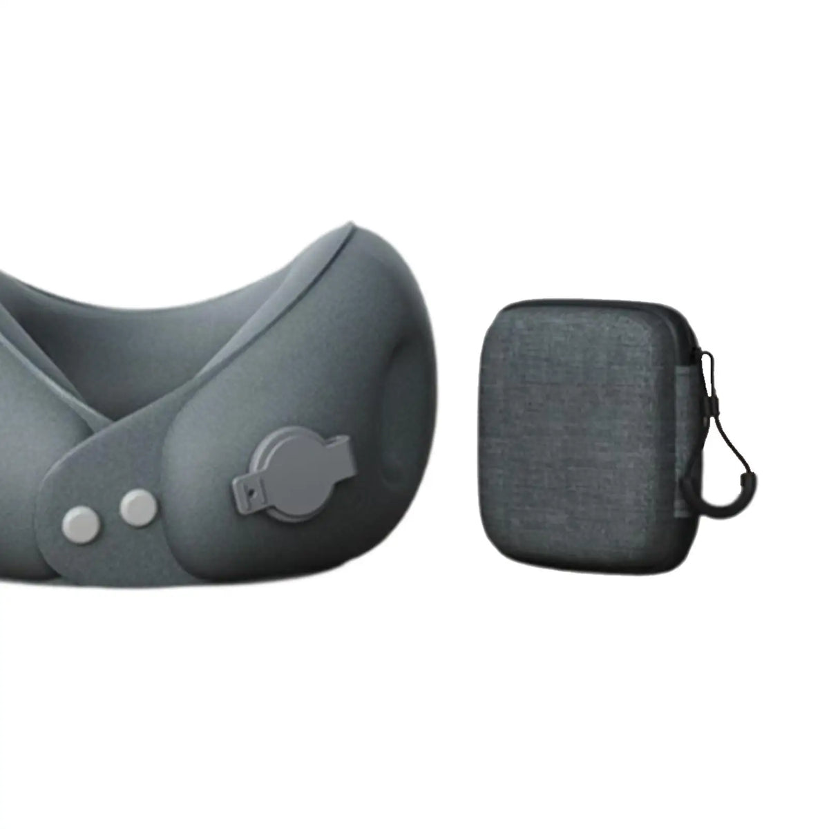 Inflatable travel neck pillow with ergonomic support and compact carry case