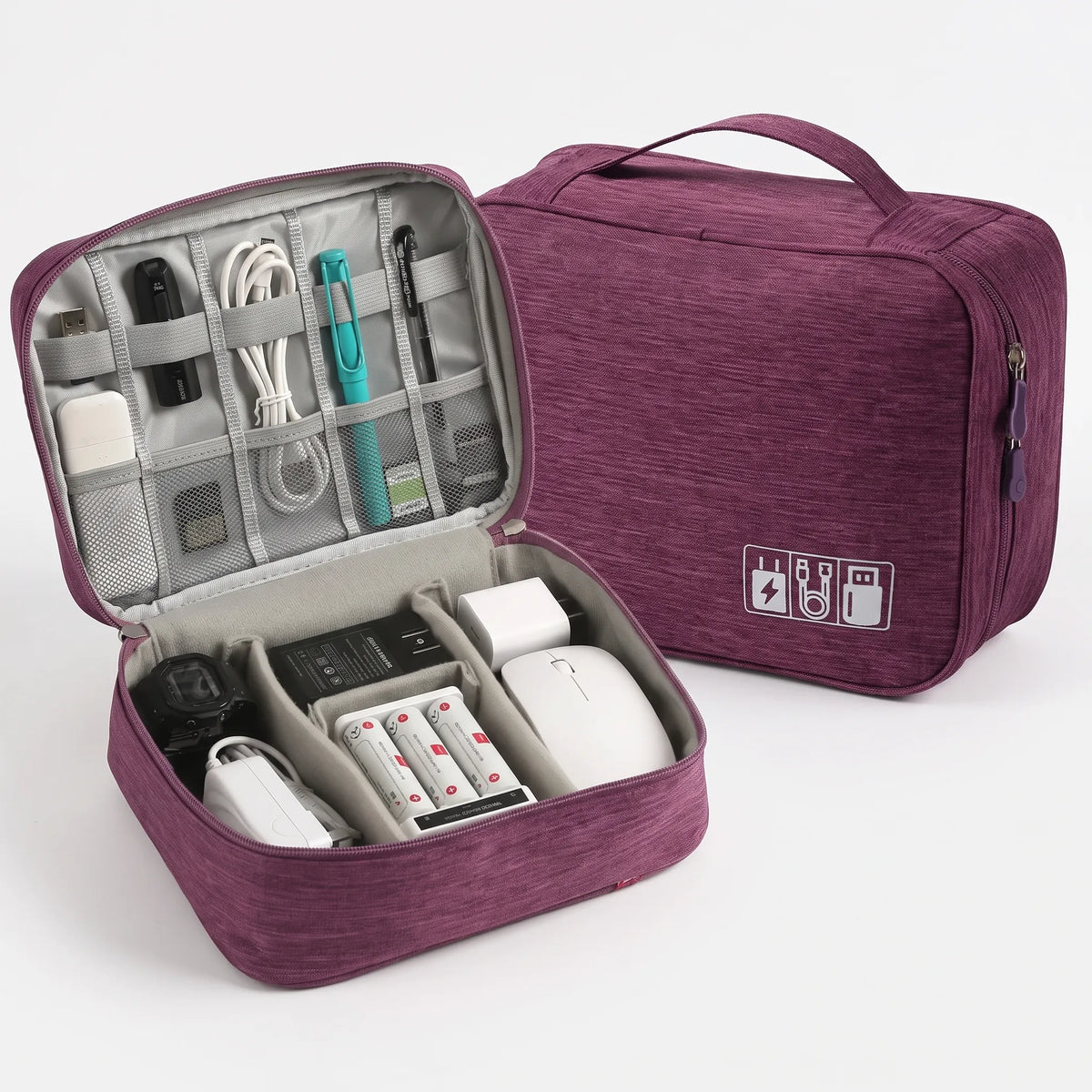 Travel accessories cable organizer bag with adjustable dividers