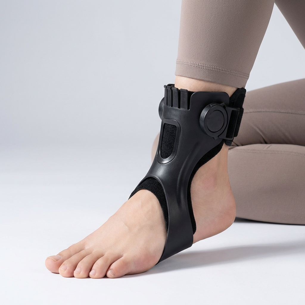 Adjustable ankle brace for foot drop support low profile design