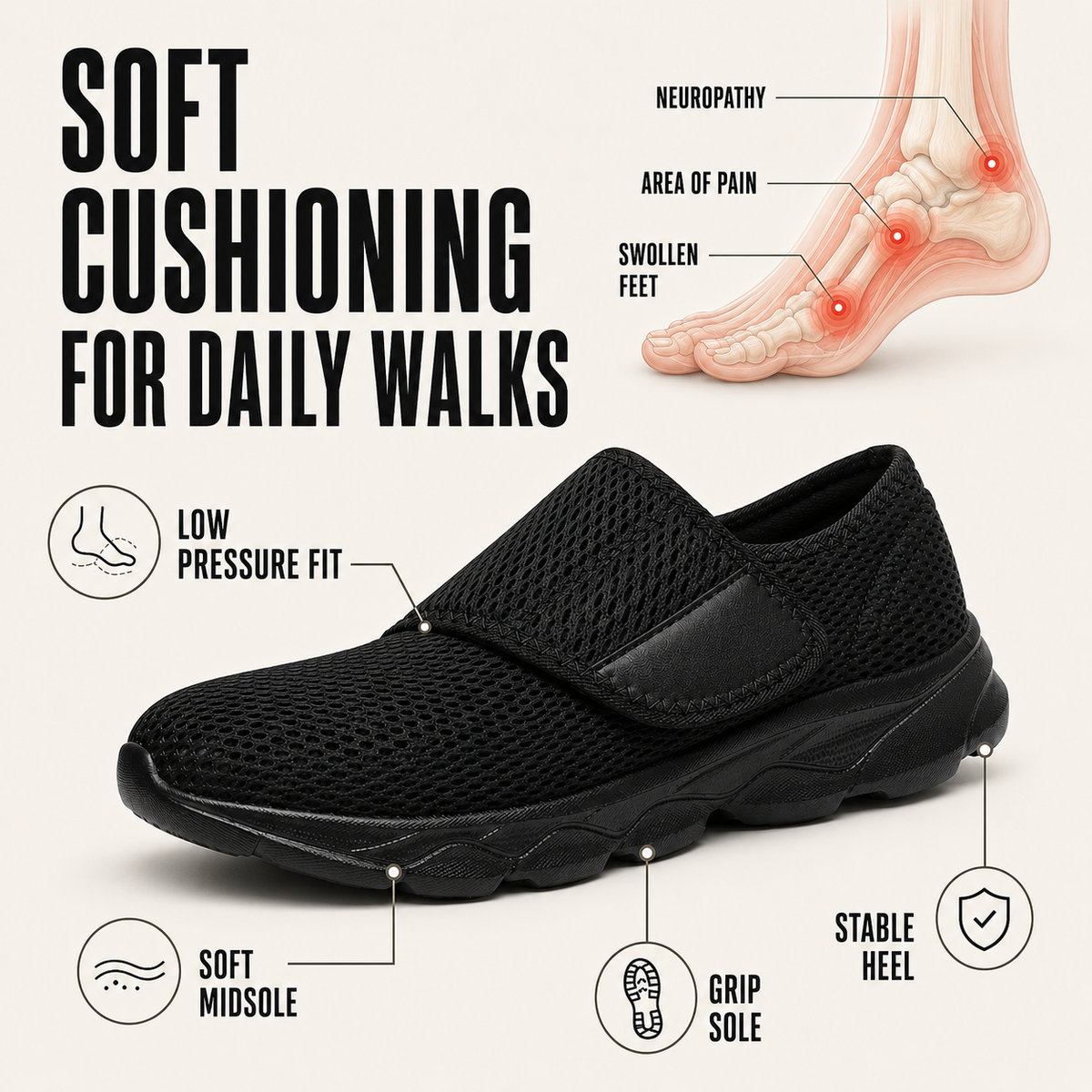 Celrien | Orthowalk Wide-Fit Adjustable Orthopedic Walking Shoe