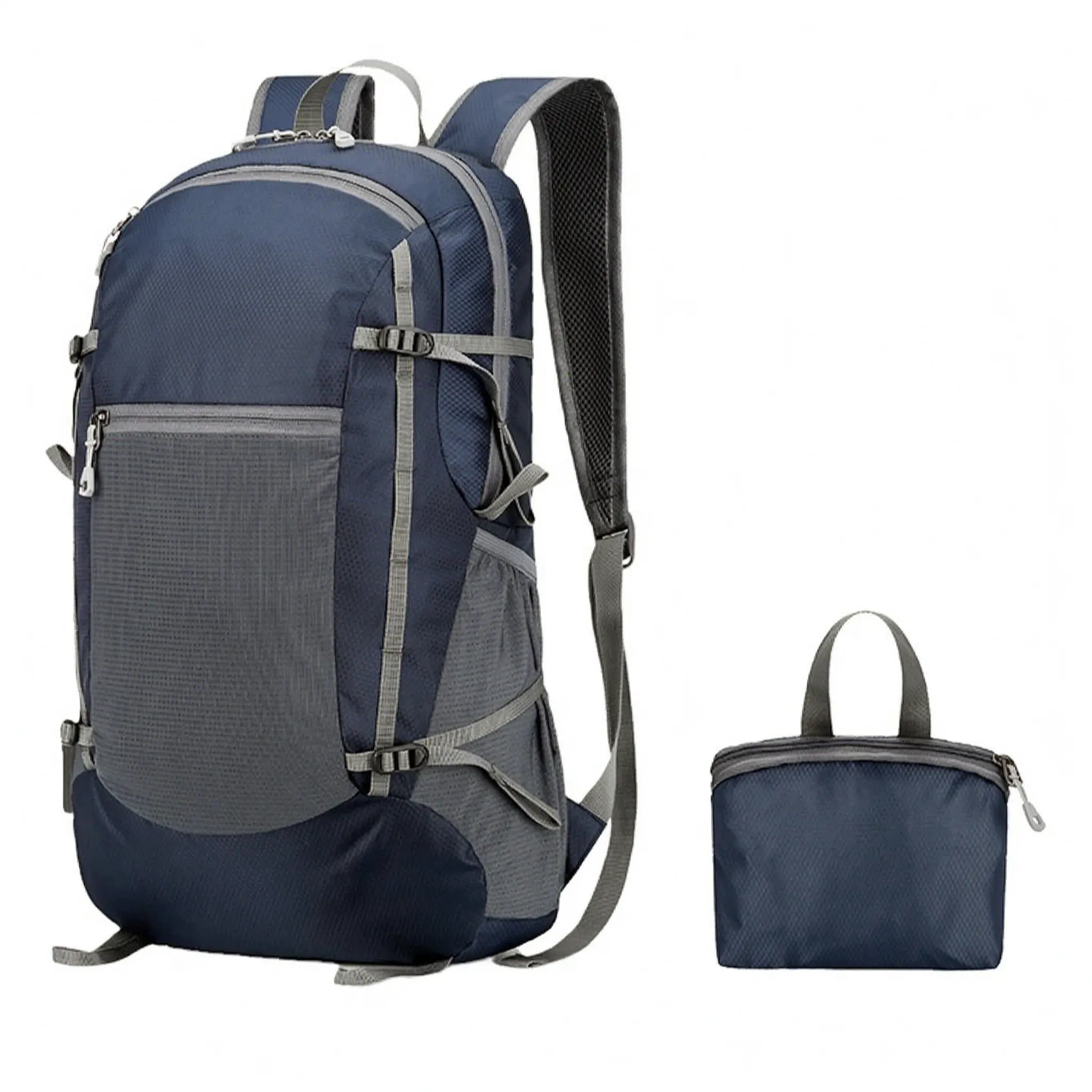 Foldable daypack with water-repellent exterior and adjustable shoulder straps