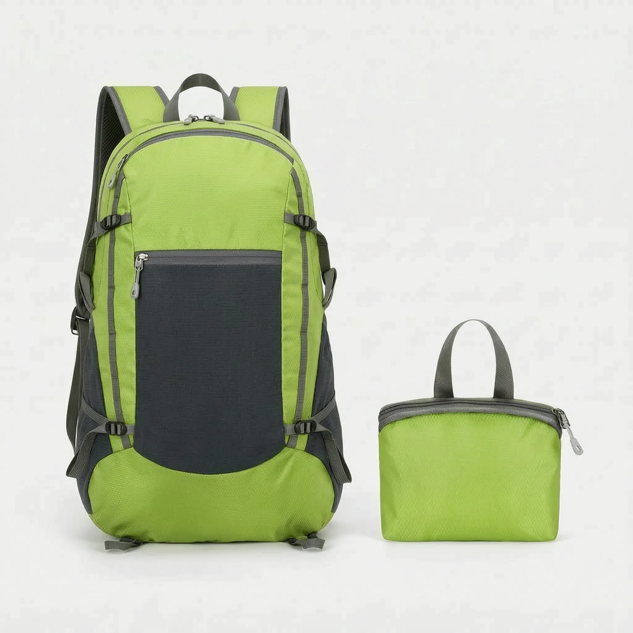 Foldable daypack with water-repellent exterior and adjustable shoulder straps