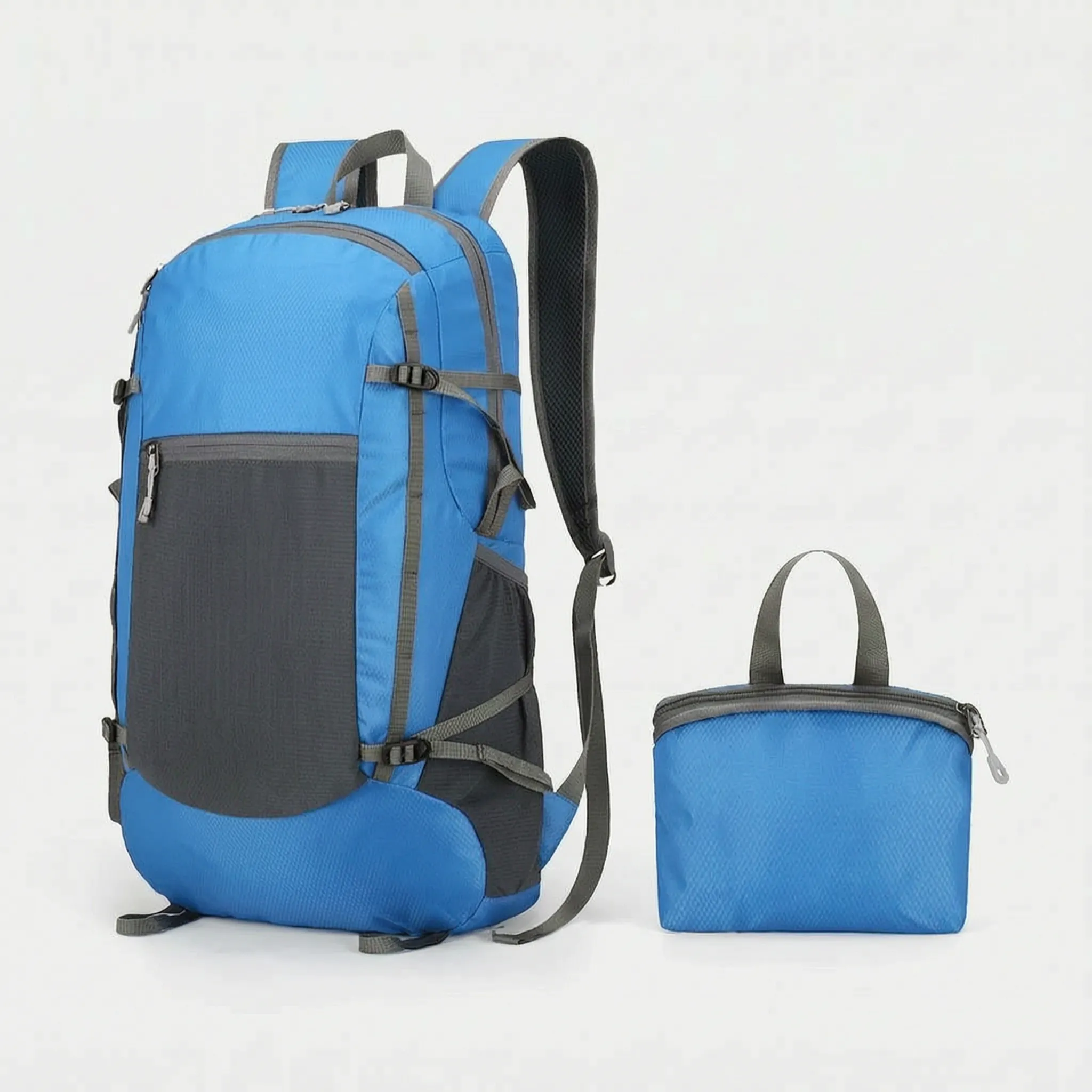 Foldable daypack with water-repellent exterior and adjustable shoulder straps