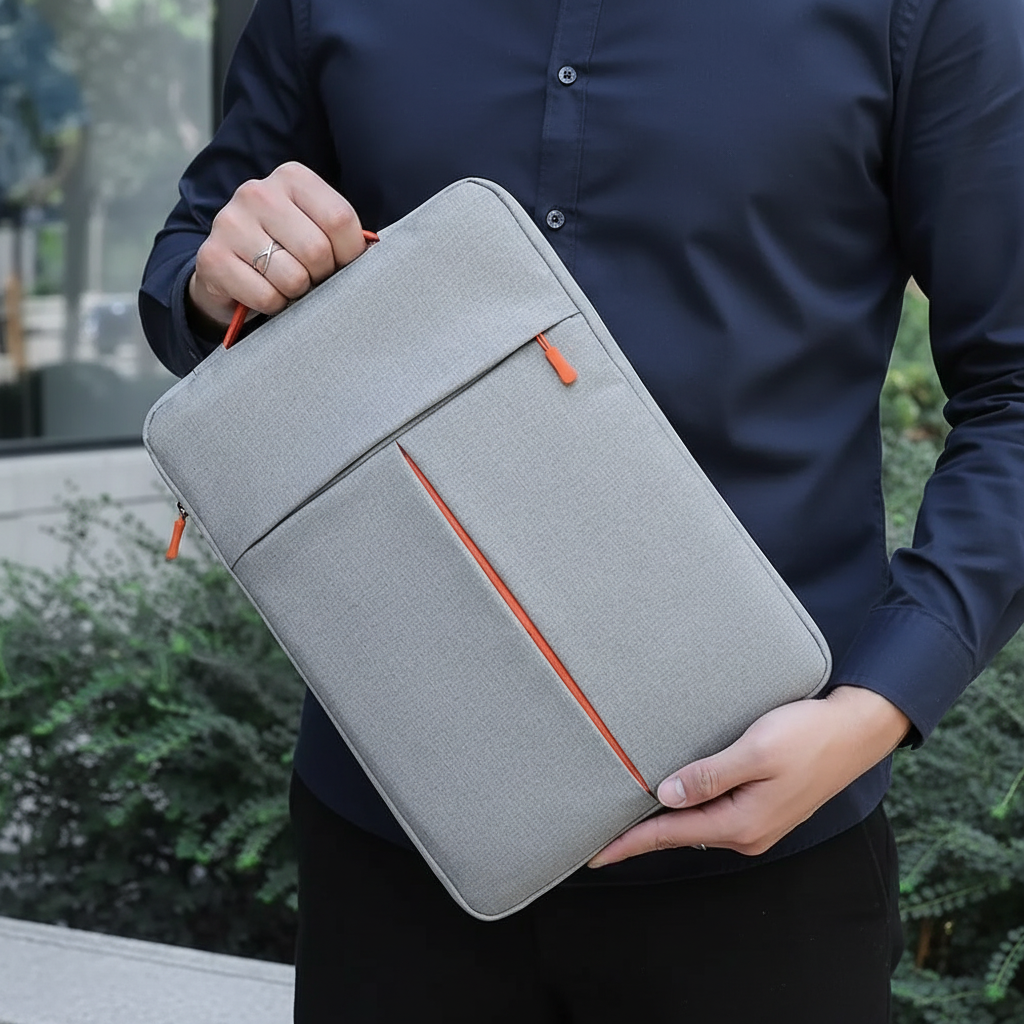 Slim padded shockproof laptop sleeve with front pocket