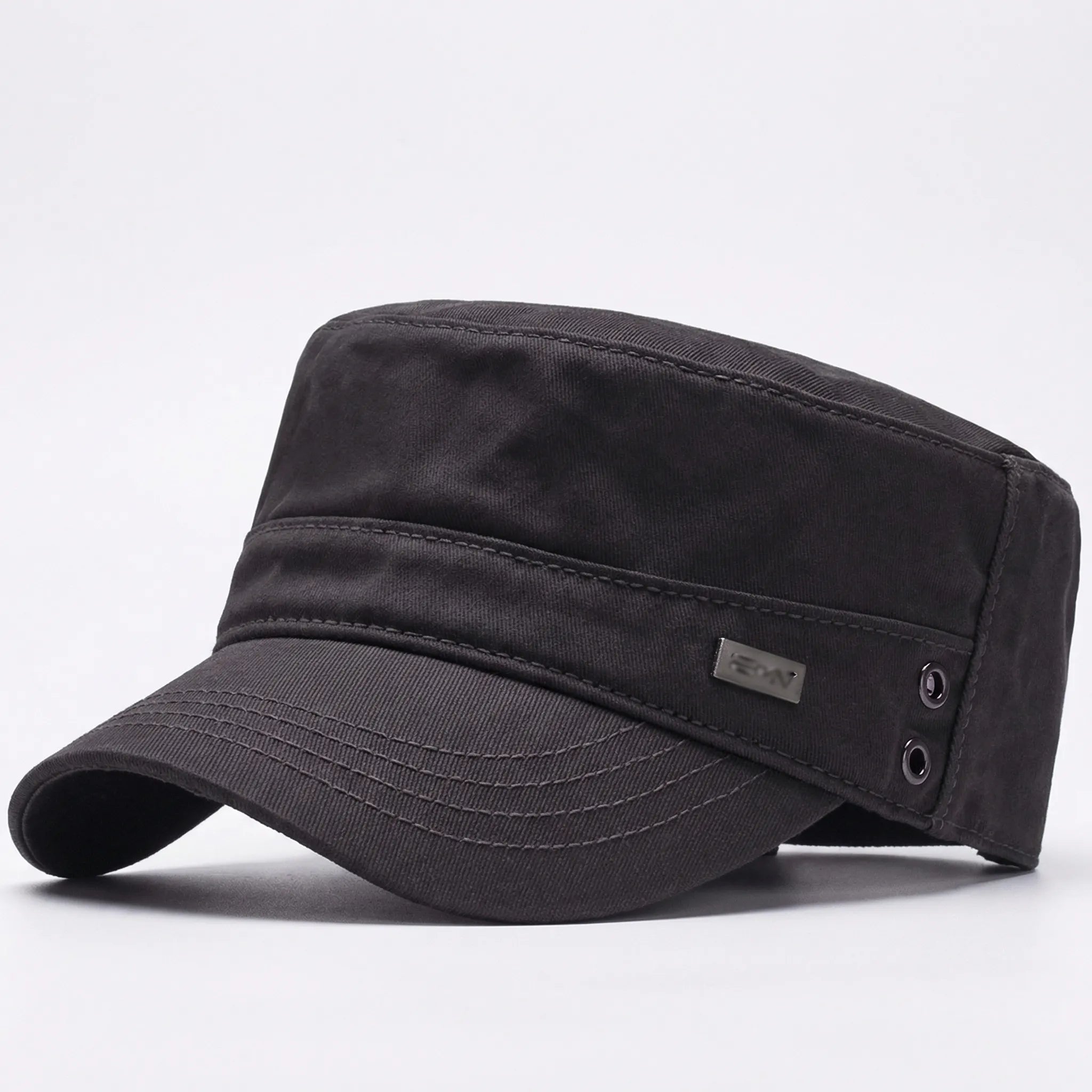 Men's flat top baseball cap with structured peaked brim