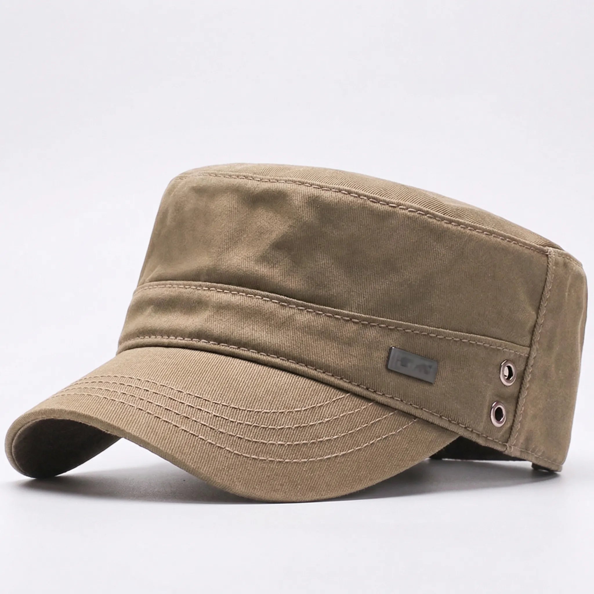 Men's flat top baseball cap with structured peaked brim