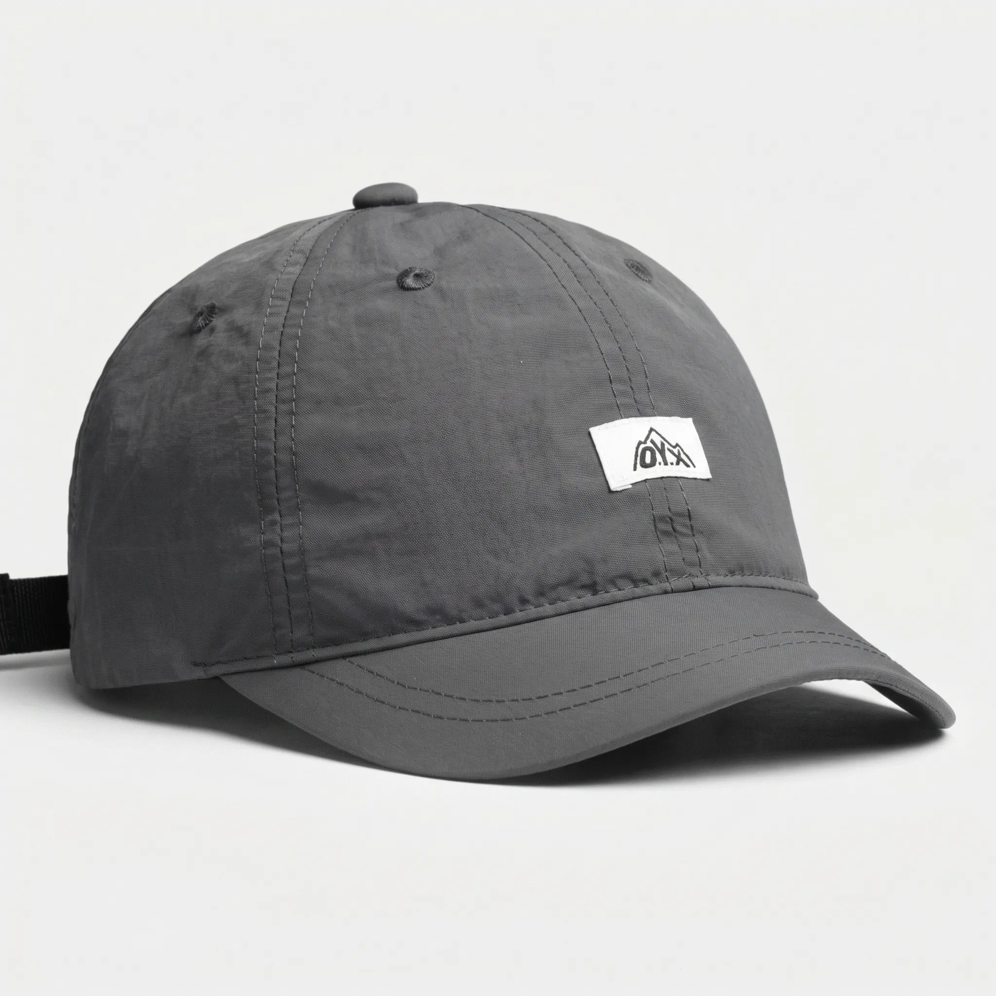 Retro baseball cap with short brim, adjustable strap, quick-drying fabric