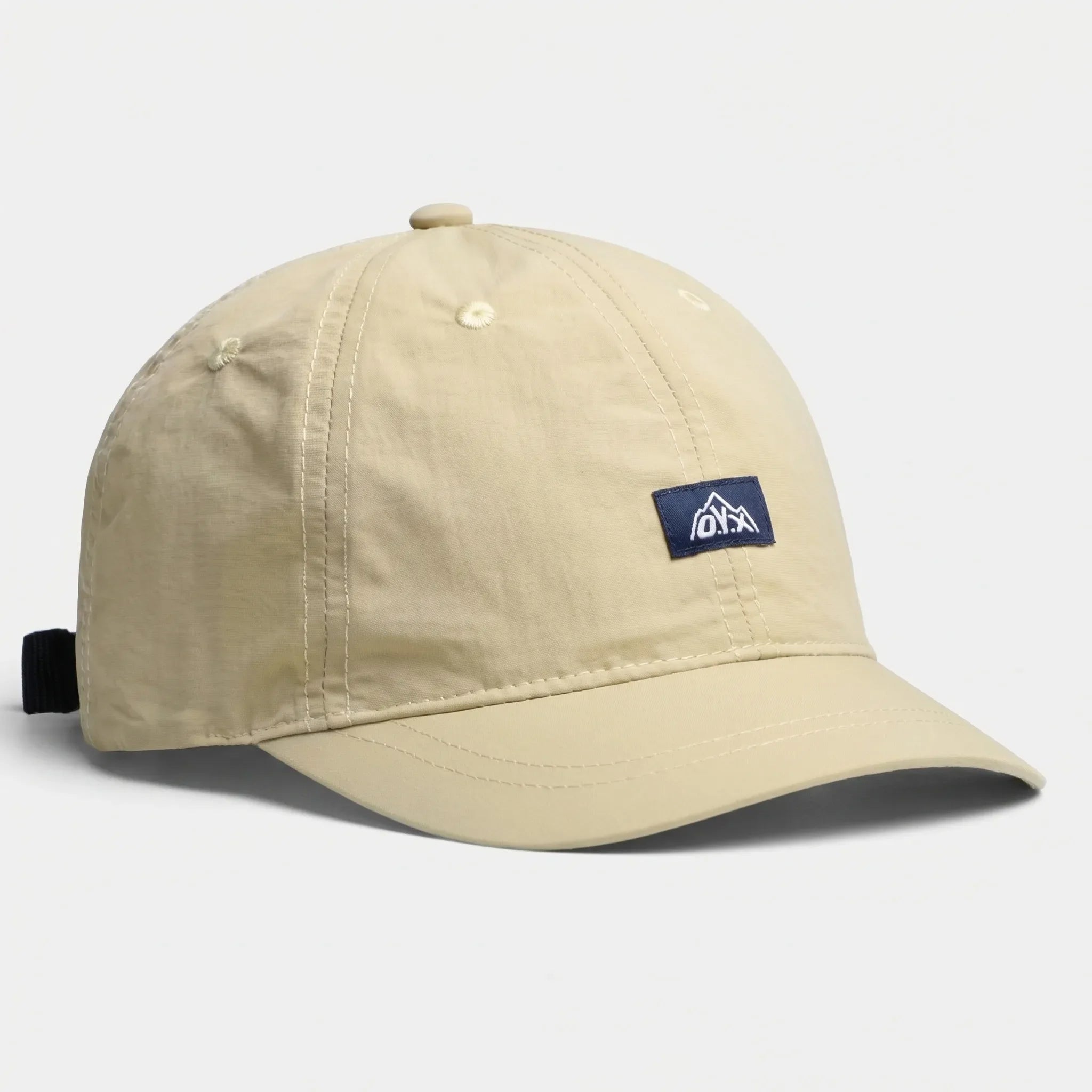 Retro baseball cap with short brim, adjustable strap, quick-drying fabric