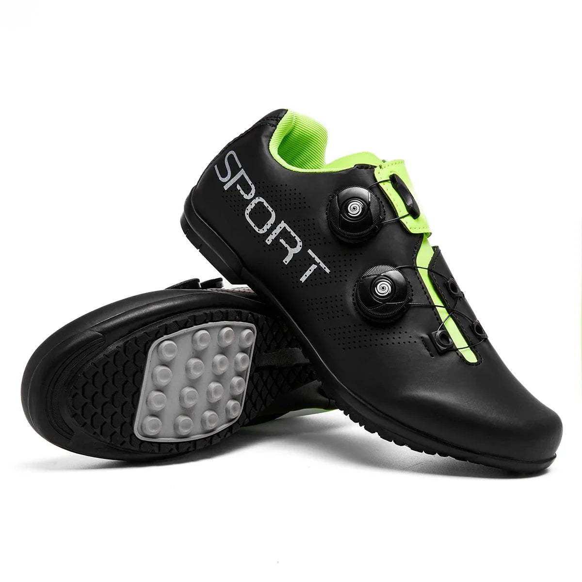 Flat pedal cycling shoe with dual dial closure and breathable upper