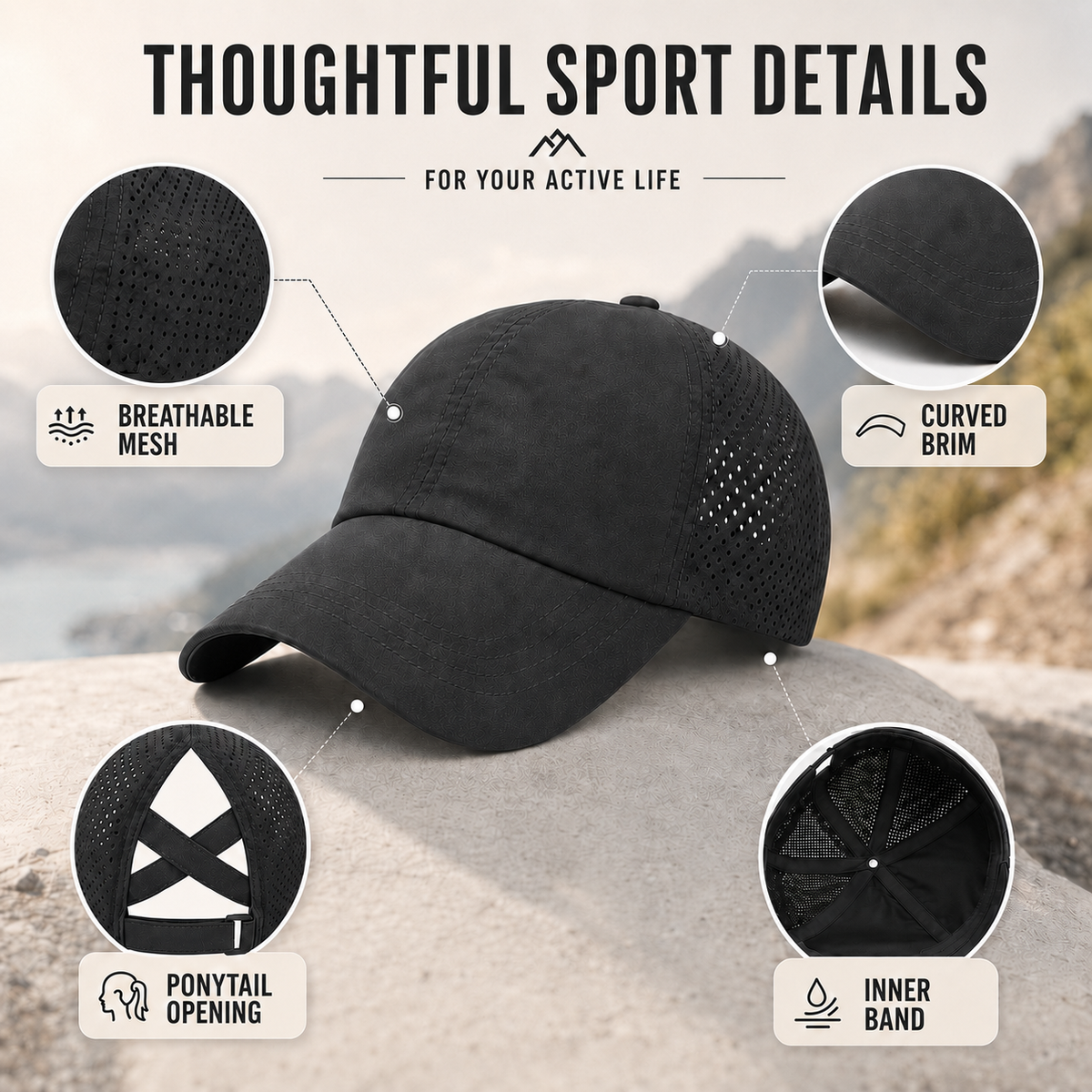 Celrien | Ponytaila Crossback Ponytail Sports Cap
